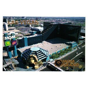 MGM Grand Arial View Vintage Postcard Hotel Casino Theme Park  Las Vegas Strip